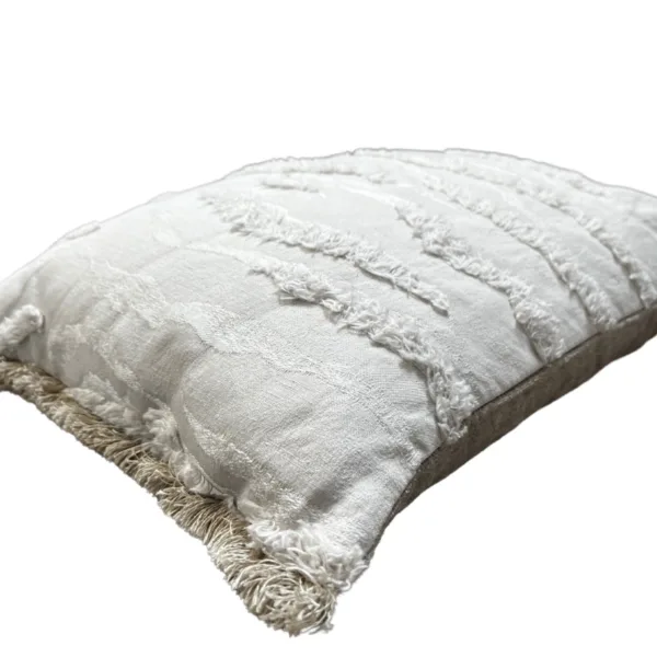 Sierkussen beige larsen met franje - Afbeelding 3